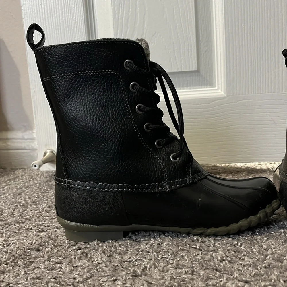 Sporto Women's Rain Boots Black Gray Plaid Rain Lace Up - Picture 4 of 8